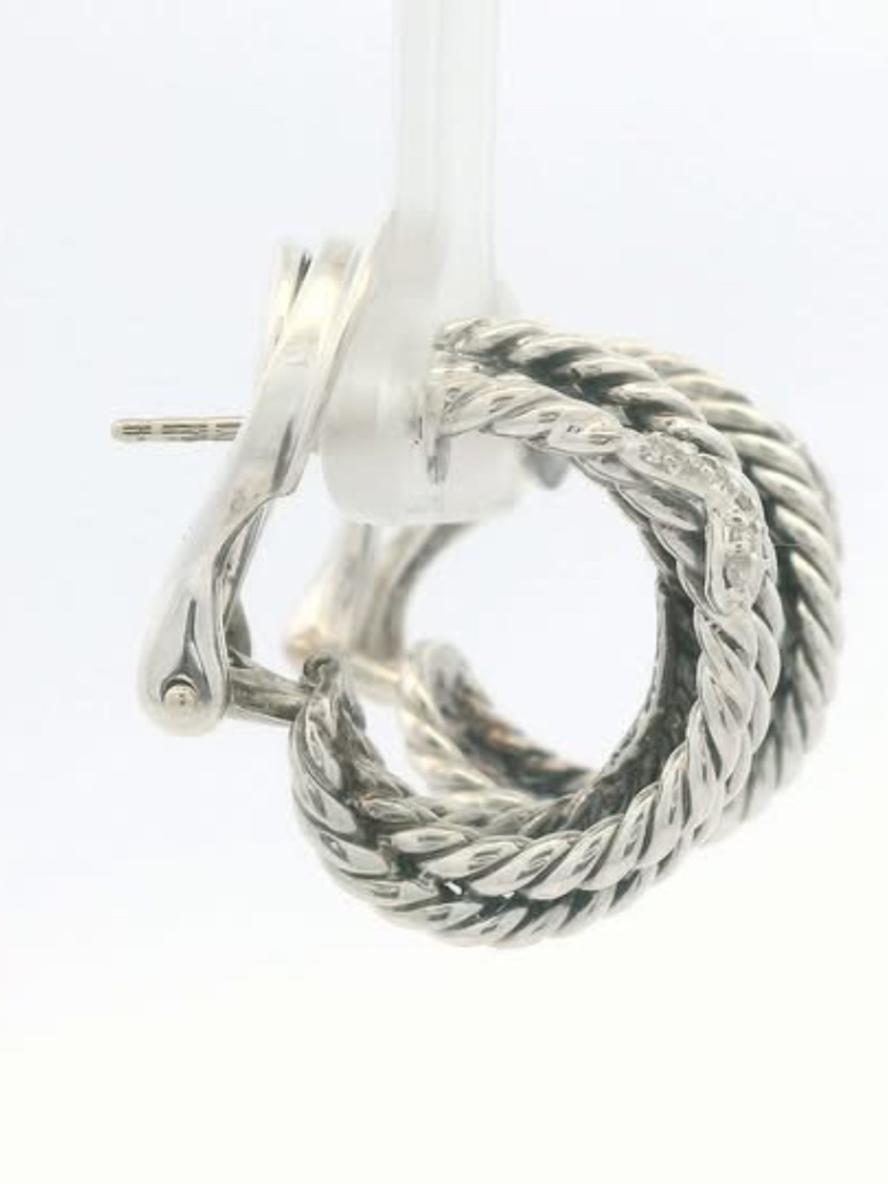 David Yurman 925 Diamond cable X Crossover Huggie Omega Post Earrings - Picture 6 of 7